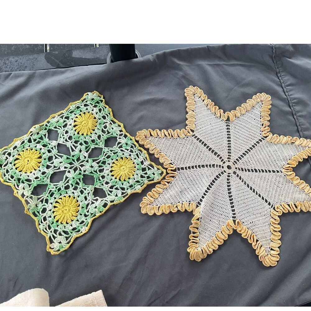 Vintage Crochet Doily Set of 2
